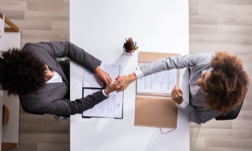 two people in an interview